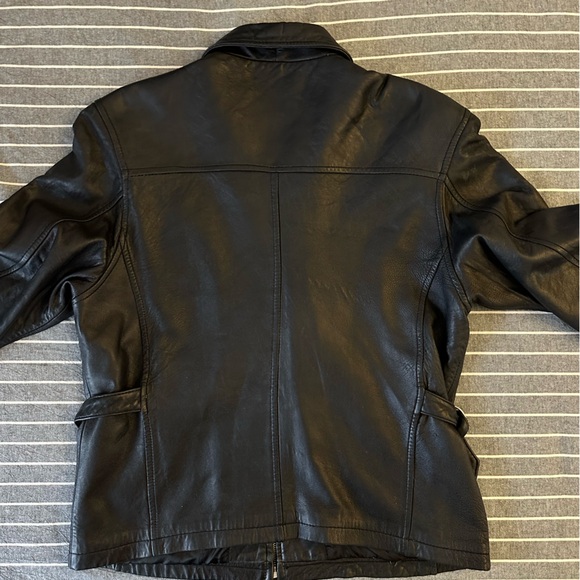 Laura Leigh Vintage Leather Biker Jacket Size Large Black Zip Front and Pockets - Picture 6 of 15